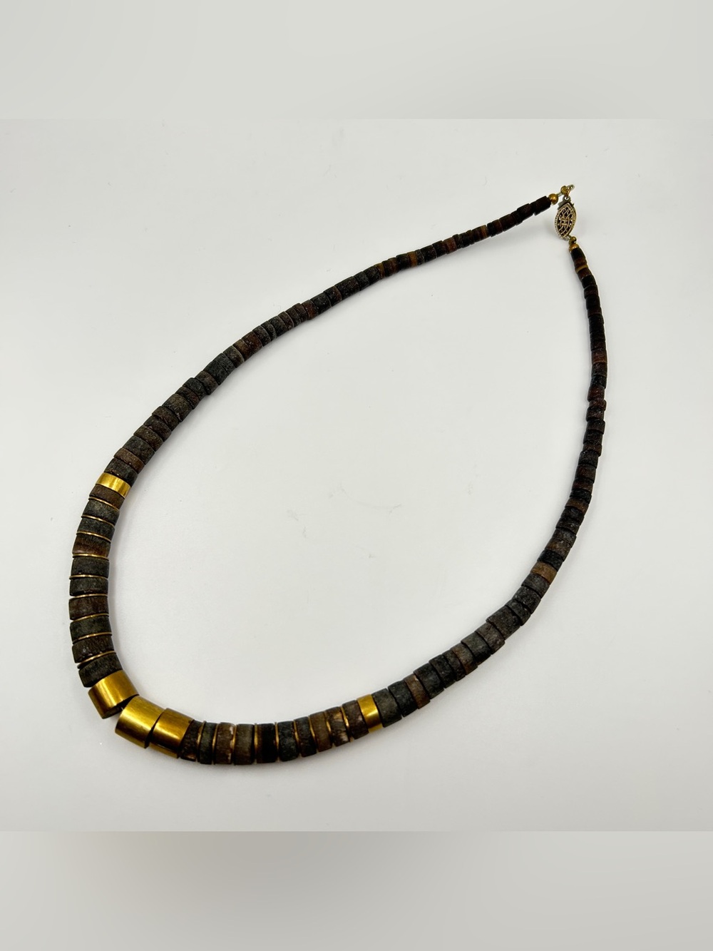 Vintage Native American Style Heishi Bead Brass Necklace